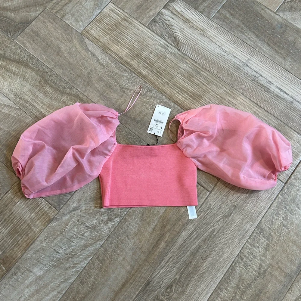 NWT Zara Puff Sleeve Too - Picture 1 of 2